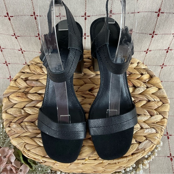 Splendid “Miller” Heeled Sandals Black Leather Block Heel Strappy Shoe Sz 6 - Picture 4 of 9